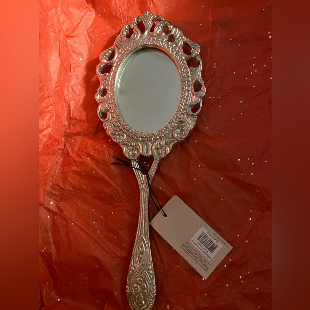 Acacia hand held mirror